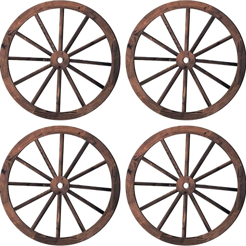 4 Pcs Decorative Wooden Wagon Wheel Vintage Old Western Party Farmhouse Wagon Wh